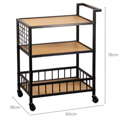 Rullebord 3 Hylder 60x38x79 cm Metal