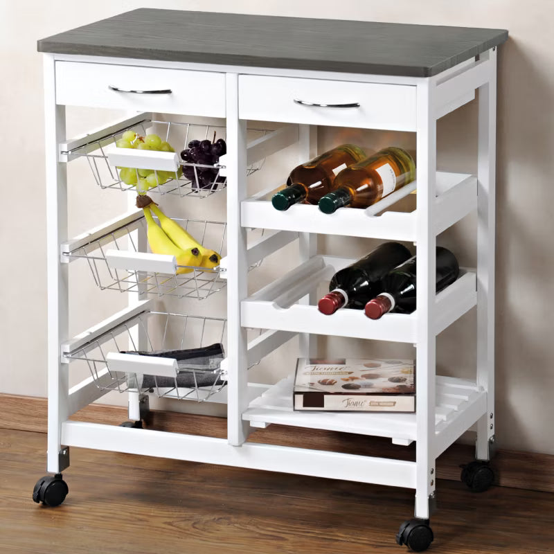 Rullebord 66x36x76 cm med Træ Bordplade