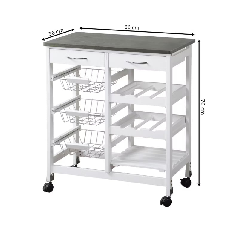 Rullebord 66x36x76 cm med Træ Bordplade