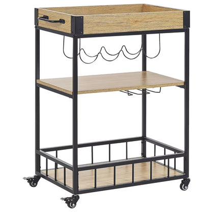 Rullebord Metal Lysebrun med Vinholder