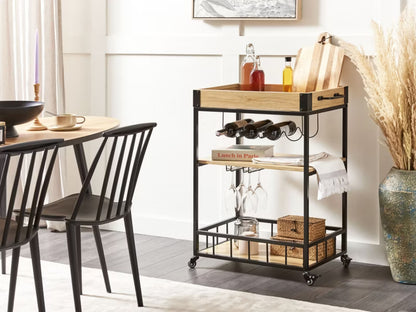 Rullebord Metal Lysebrun med Vinholder