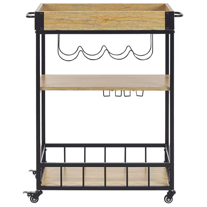 Rullebord Metal Lysebrun med Vinholder