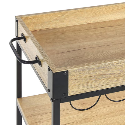 Rullebord Metal Lysebrun med Vinholder