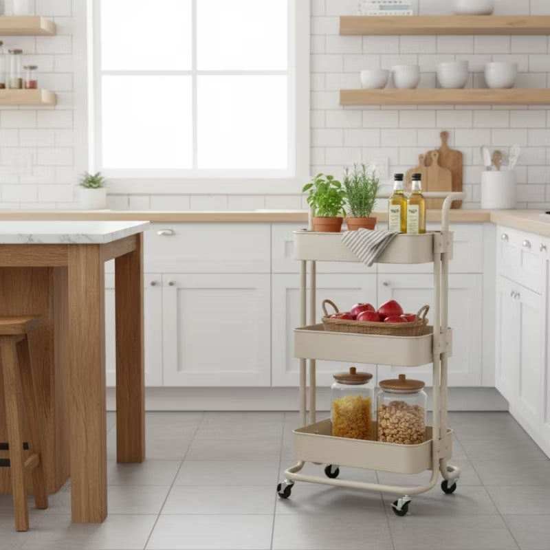 Rullevogn 86x45x36,5 cm Beige Metal