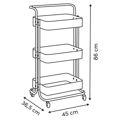 Rullevogn 86x45x36,5 cm Beige Metal
