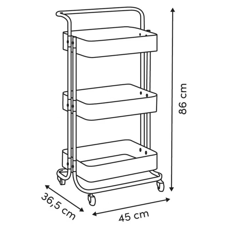 Rullevogn 86x45x36,5 cm Beige Metal