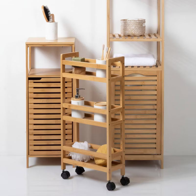 Rullevogn Bambus 36x74 cm Brun med 3 Hylder