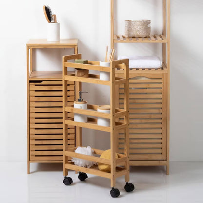 Rullevogn Bambus 36x74 cm Brun med 3 Hylder