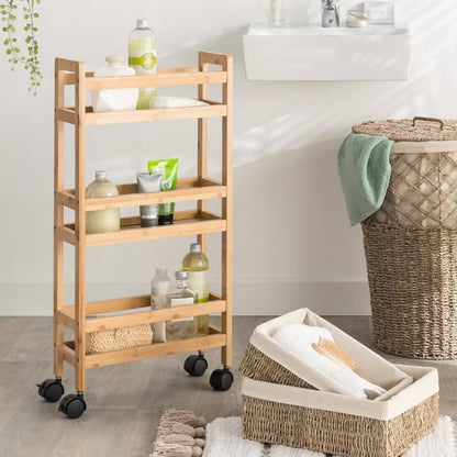 Rullevogn Bambus 36x74 cm Brun med 3 Hylder