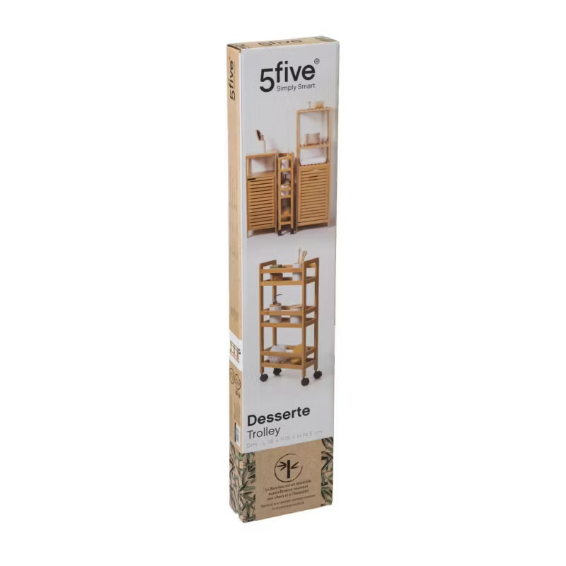 Rullevogn Bambus 36x74 cm Brun med 3 Hylder