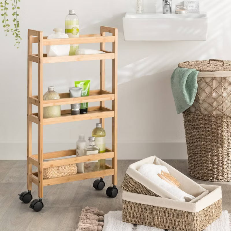 Rullevogn Bambus 36x74 cm Brun med 3 Hylder