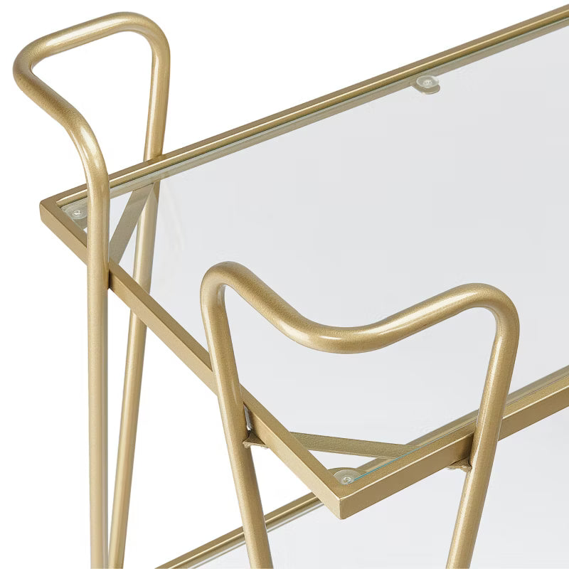 Rullevogn Metal Guld med Glashylder