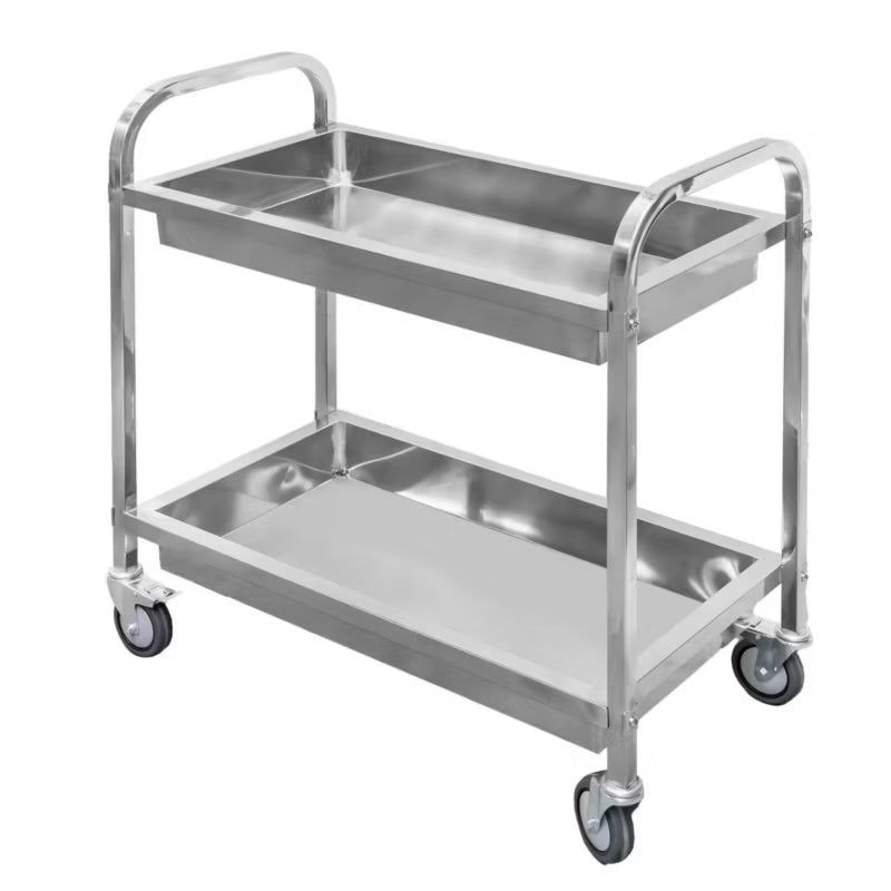 Rullevogn Rustfrit Stål 85x45x90 cm 2 Hylder