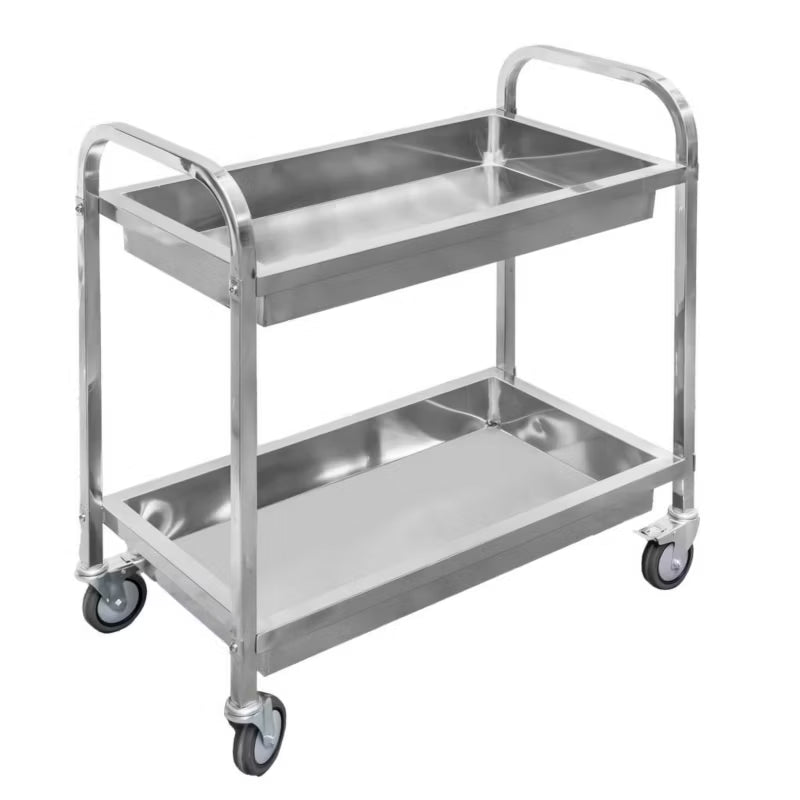 Rullevogn Rustfrit Stål 85x45x90 cm 2 Hylder