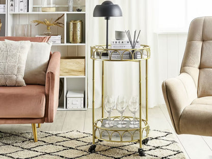 Rullevogn Shafter Hvid Marmor med Guld Stel