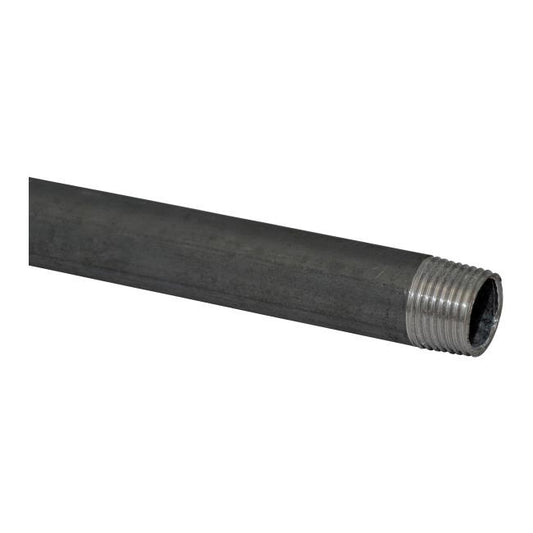 Svejset sort stålrør med gevind 1" x 100 mm