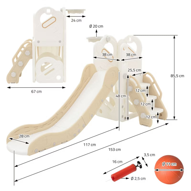 Rutsjebane 3-i-1 91x153 cm Hvid Beige