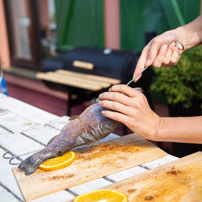 Rygekroge til Fisk Dobbelt 5 Stk. Rustfrit Stål