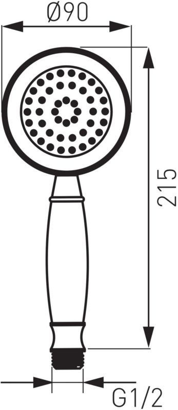 Brusehoved Ferro Retro Krom 1-Funktion Regn 21,5 cm