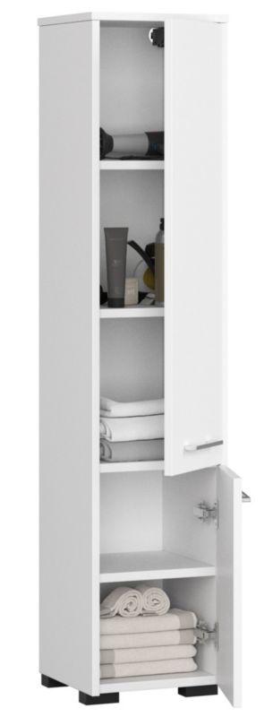 Akord Fin hvidt badeværelsesskab 30 cm 2 døre mat hvid 5 hylder 30x30x140 cm 1 stk.