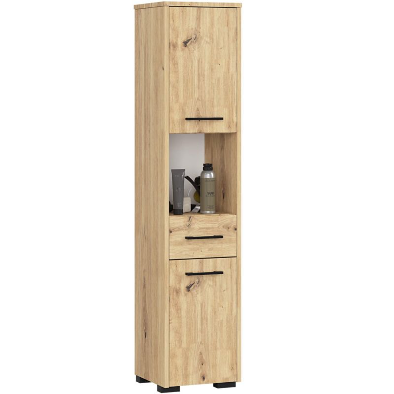 Badeværelsessøjle Fin Egetræ Artisan 30x30x140 cm 2 Døre 1 Skuffe Mat | 5901738160576