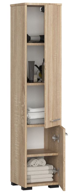 Akord Fin Sonoma Eg Badeværelsesskab 30 cm 2 døre Sonoma Eg mat 5 hylder 30x30x140 cm 1 stk.