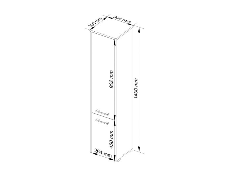 Akord Fin Sonoma Eg Badeværelsesskab 30 cm 2 døre Sonoma Eg mat 5 hylder 30x30x140 cm 1 stk.