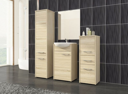 Akord Fin Sonoma Eg Badeværelsesskab 30 cm 2 døre Sonoma Eg mat 5 hylder 30x30x140 cm 1 stk.
