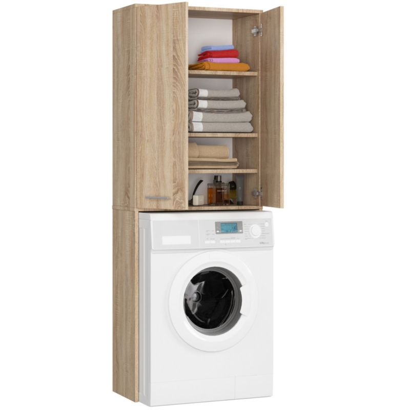 Badesøjle Fin til Vaskemaskine 64 cm Egetræ Sonoma Mat 180 cm