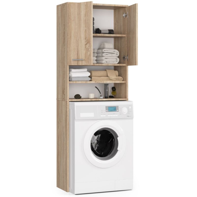 Badesøjle til Indbygning af Vaskemaskine 64 cm Eg Sonoma Mat 4 Hylder 64x30x180 cm