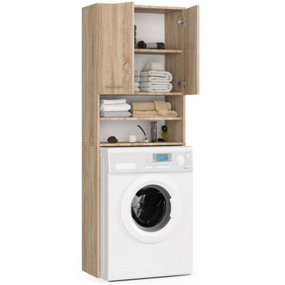 Badesøjle til Indbygning af Vaskemaskine 64 cm Eg Sonoma Mat 4 Hylder 64x30x180 cm
