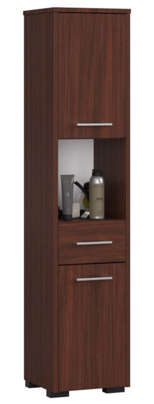 Akord Fin Wenge badeværelsesskab 30 cm 2 døre 1 skuffe mat‑wenge farve 5 hylder 30x30x140 cm 1 stk.