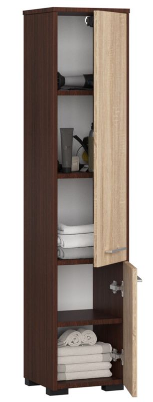 Akord Fin Wenge badeværelsesskab 30 cm 2 døre Sonoma egetræ mat 5 hylder 30x30x140 cm 1 stk.