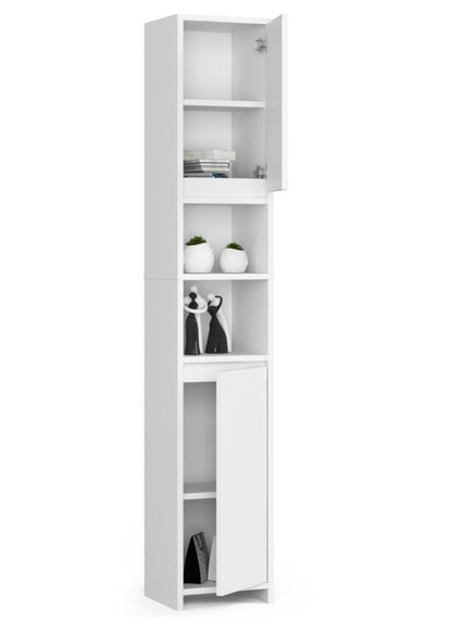 Badeværelsessøjle Uni Hvid Mat 32x28x180 cm 4 Hylder 2 Døre