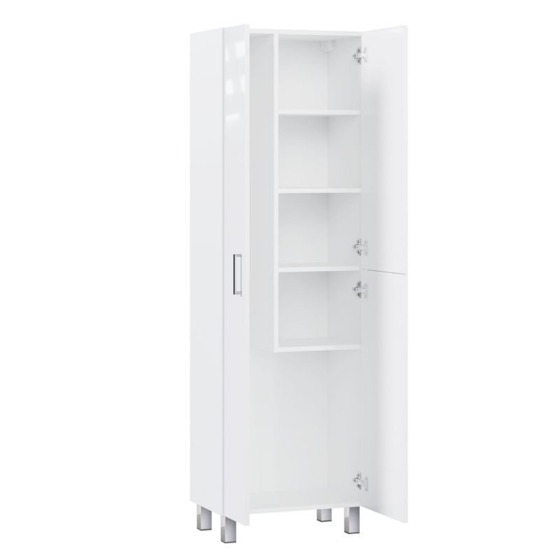 Badeværelsesskab til Rengøring Diuna 55x35x180 cm Hvid Højglans