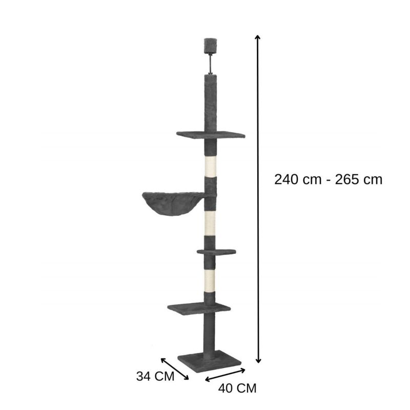 Springos skrabepæl til kat, loftmonteret, sizal-skraber, 245 - 260 cm, 1 stk.