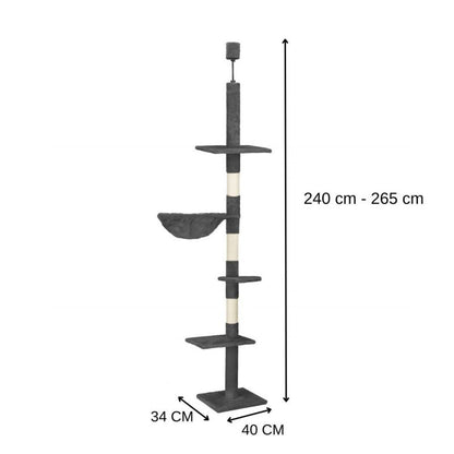 Springos skrabepæl til kat, loftmonteret, sizal-skraber, 245 - 260 cm, 1 stk.