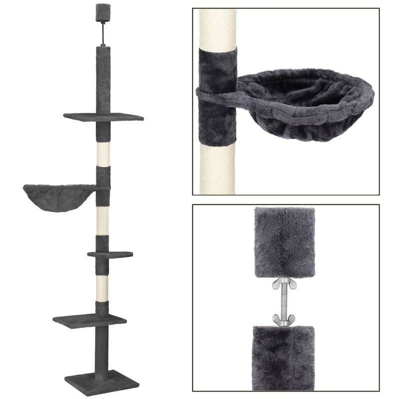 Springos skrabepæl til kat, loftmonteret, sizal-skraber, 245 - 260 cm, 1 stk.