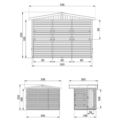 Salgsbod M150B 263x336 cm Natur Træ 6 m²