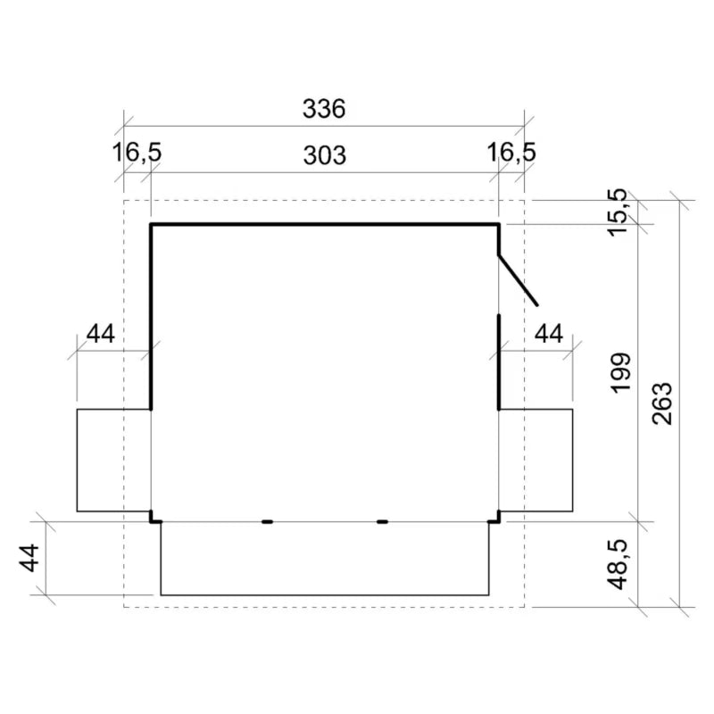 Salgsbod M150B 263x336 cm Natur Træ 6 m²