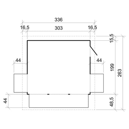 Salgsbod M150B 263x336 cm Natur Træ 6 m²