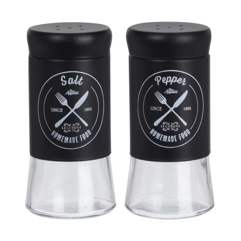Salt- og Peberbøssesæt 11 cm Glas Sort