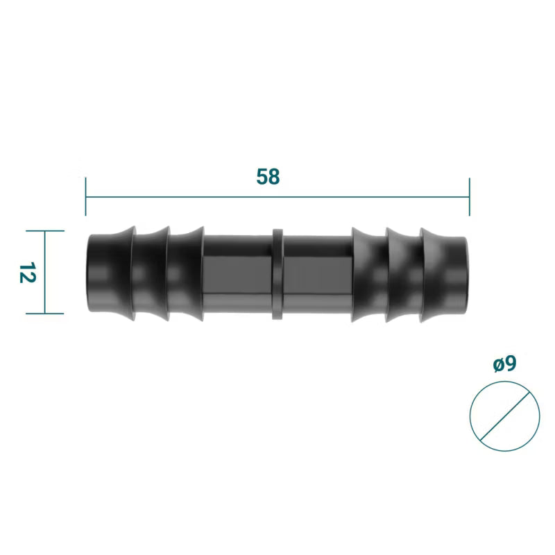 Samler til Drypslange 16 mm Sort 50 Stk.