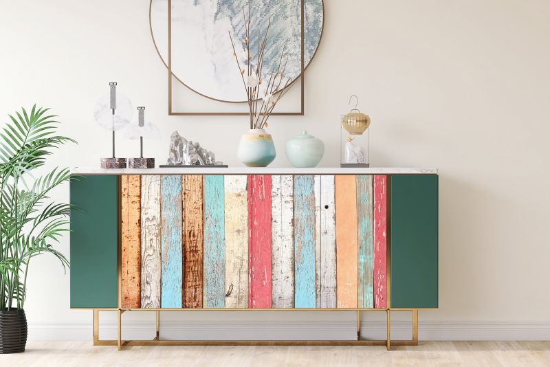Selvklæbende folie Tulup farverige brædder 100 x 50 cm