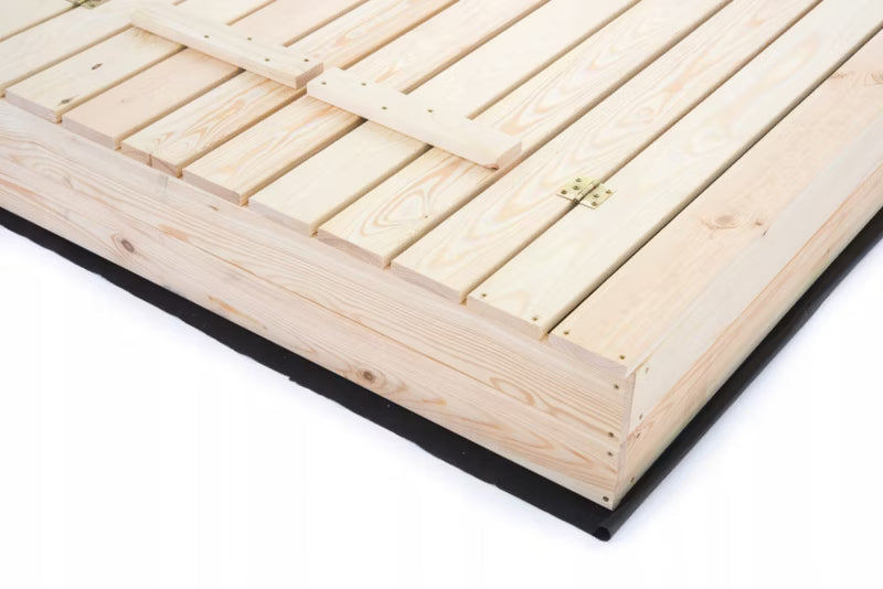 Sandkasse 120x120 cm Træ med Bænke og Låg