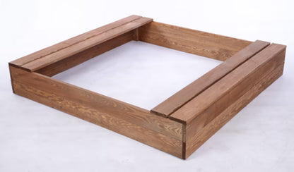 Sandkasse med Bænke 120x117 cm Brun Træ