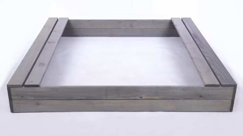 Sandkasse med Bænke 140x137 cm Grå Træ