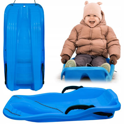 Børneslæde Sillar med bremser og rygstøtte, plast, 90 cm, blå, 1 stk