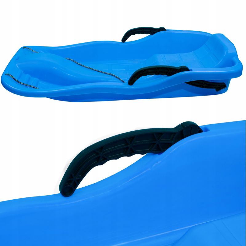 Børneslæde Sillar med bremser og rygstøtte, plast, 90 cm, blå, 1 stk