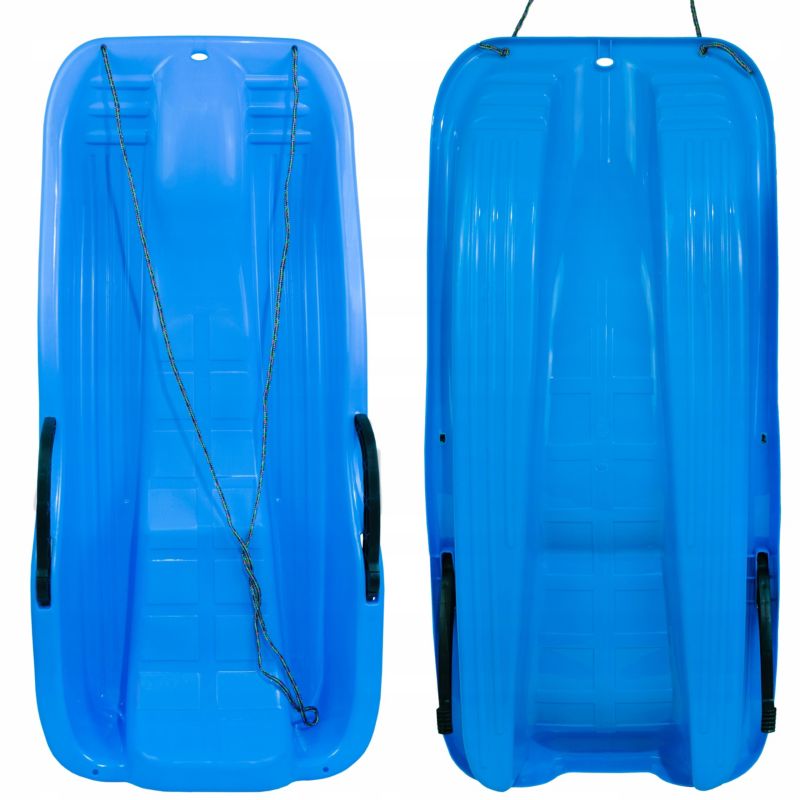 Børneslæde Sillar med bremser og rygstøtte, plast, 90 cm, blå, 1 stk